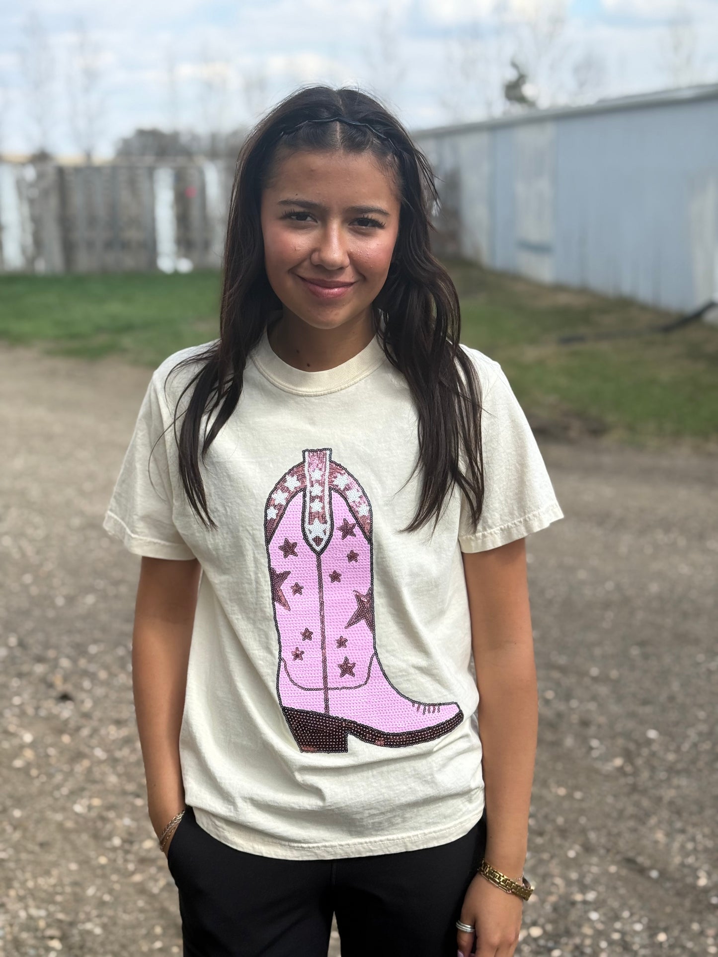 The Sequin Boots Tee