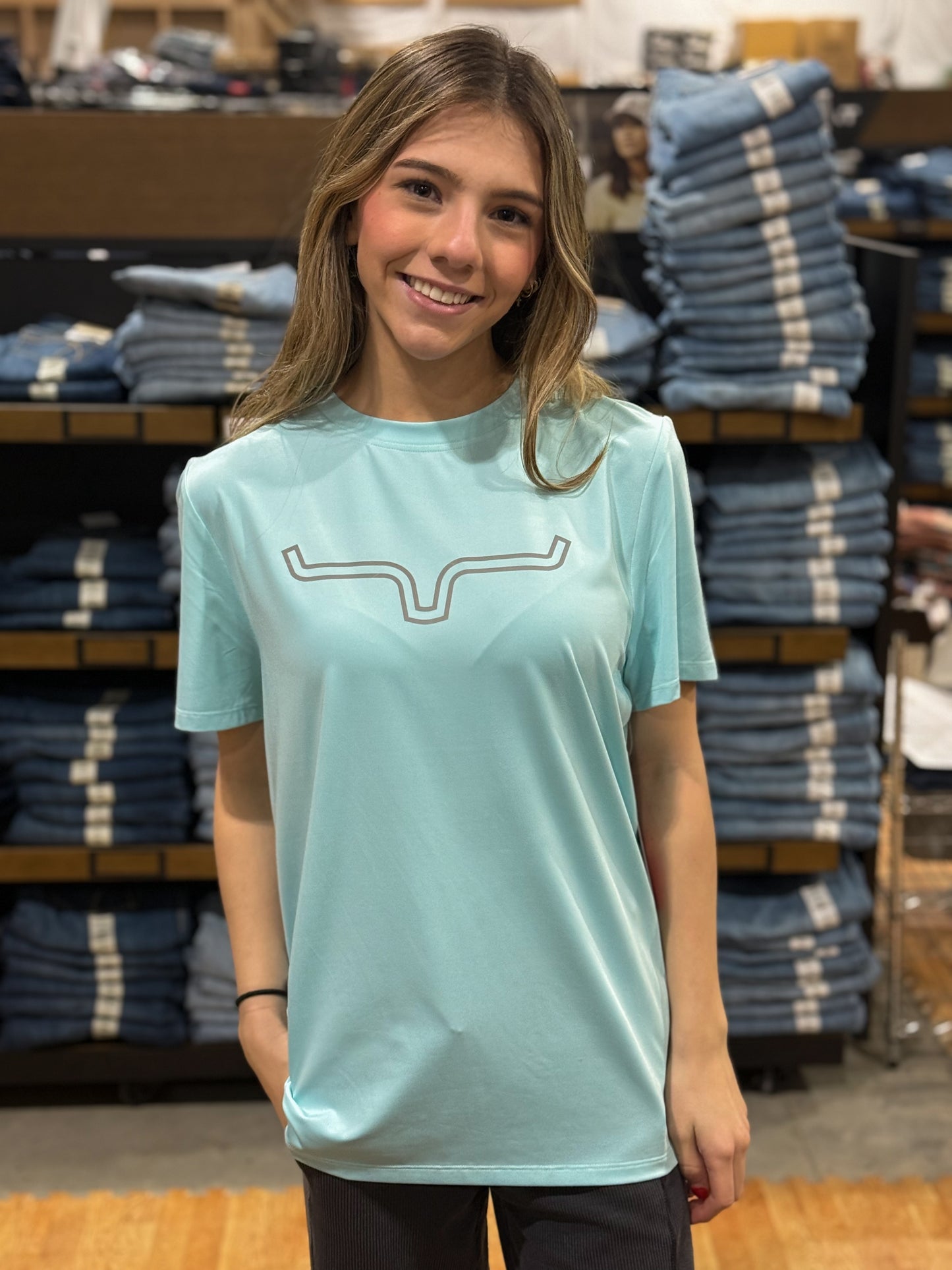 Kimes Ranch - Ladies Outlier Tech Tee - Aqua