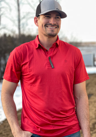 Ariat - Men’s Charger 2.0 Fitted Polo - Tango Red