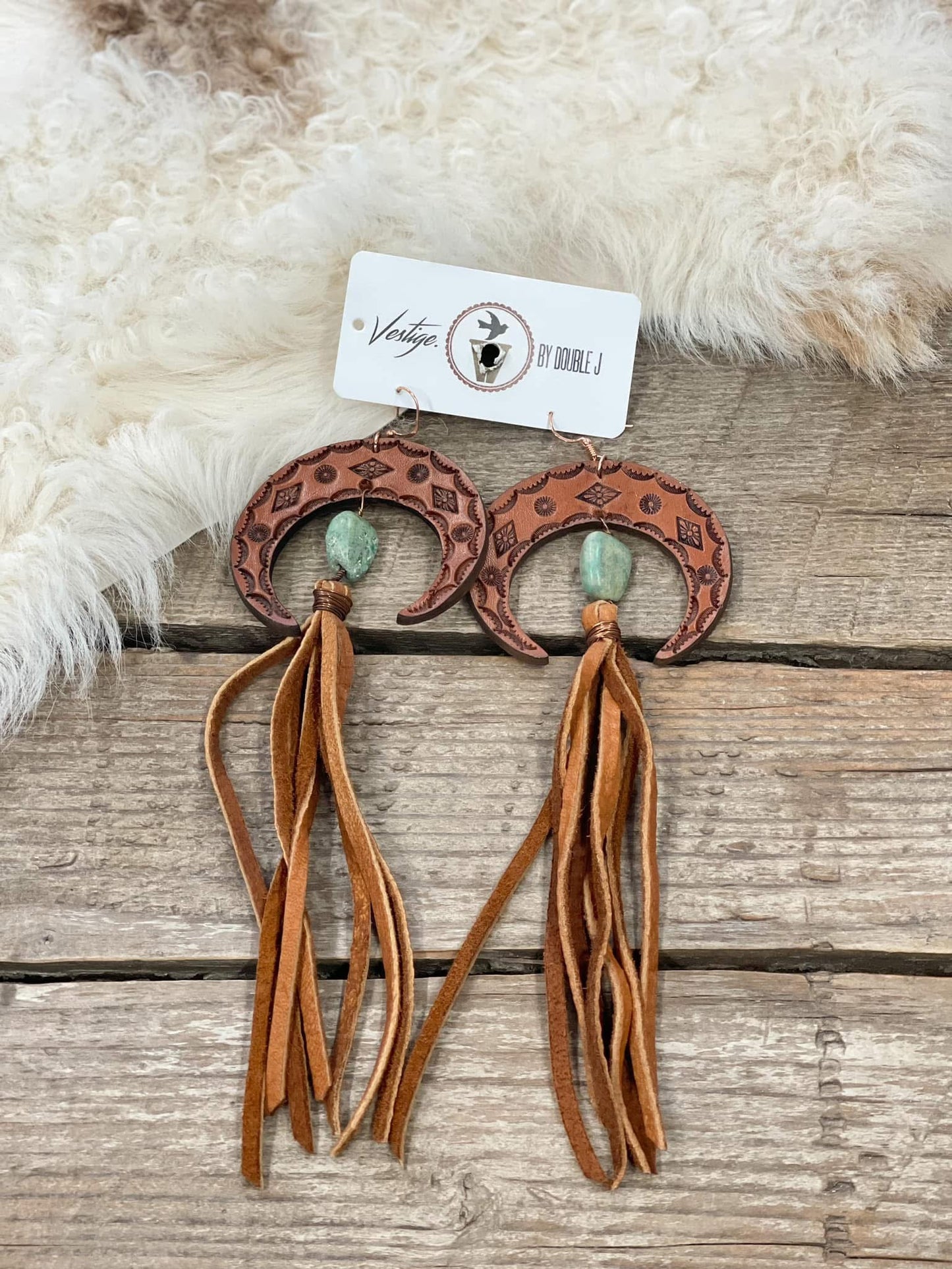 The Crescent Moon Leather Earrings