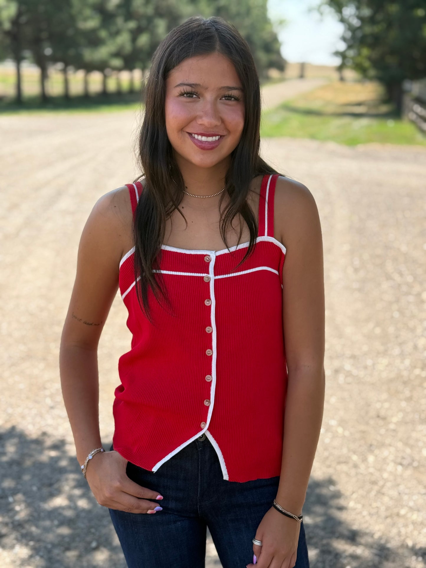 The Button Tank - Red