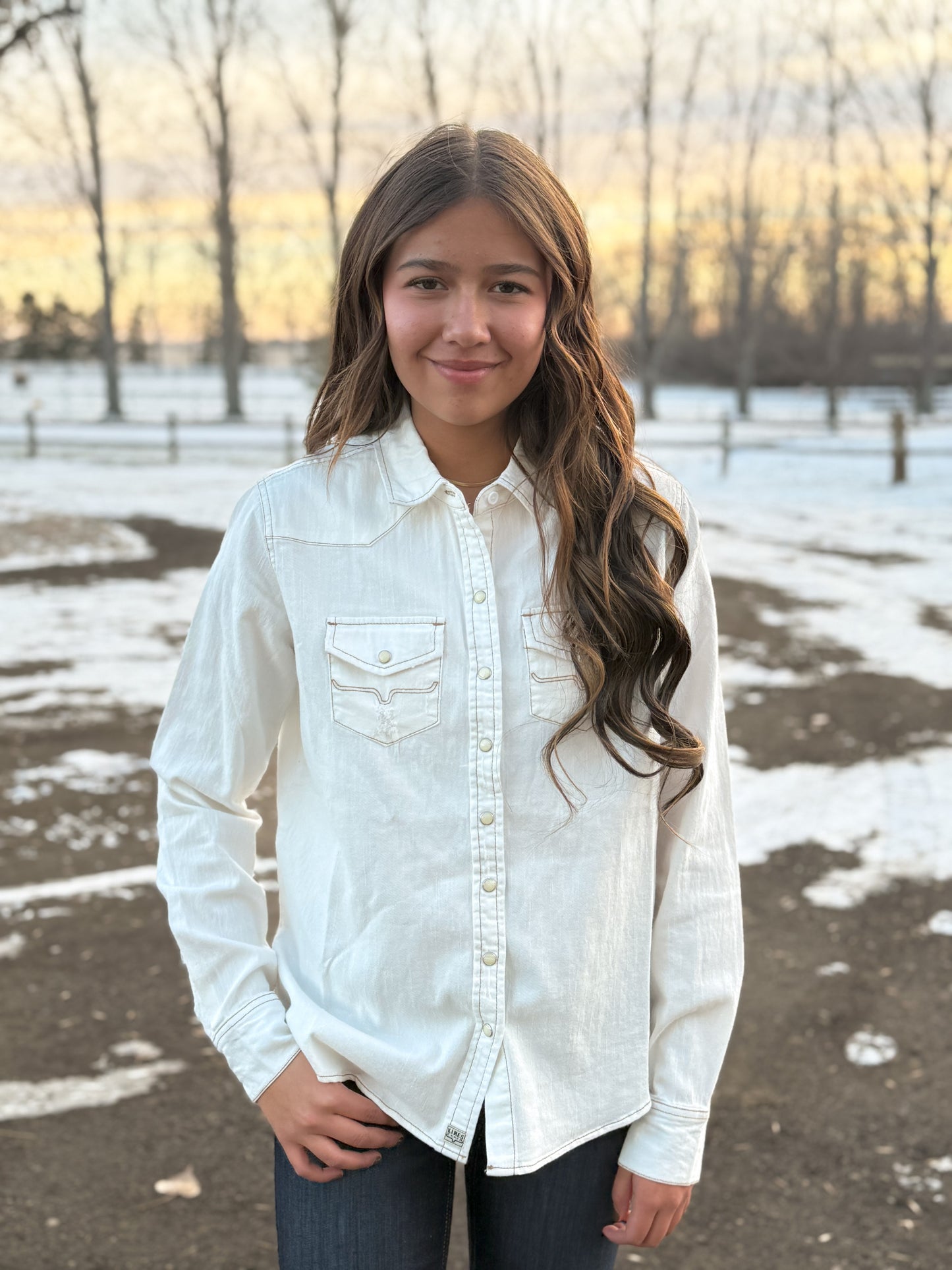 Kimes Ranch - Kaycee Denim Top - Winter White