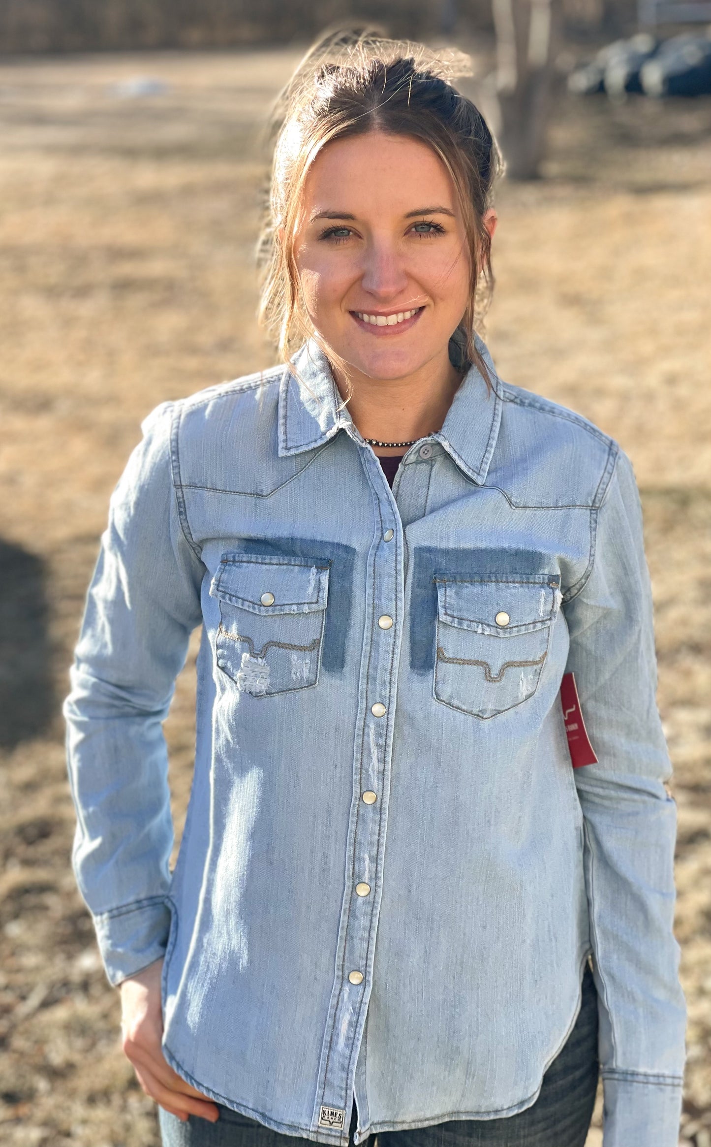 Kimes Ranch - Kaycee Denim Top - Destroy Wash Denim