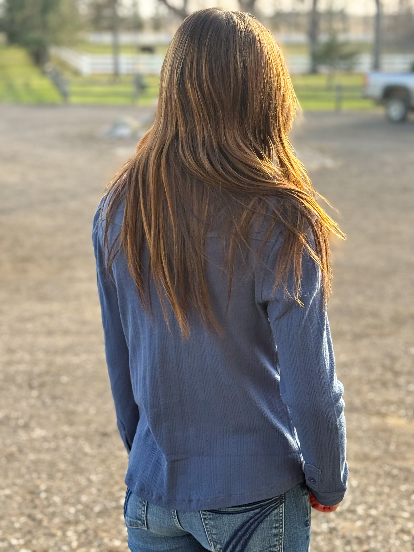 Kimes Ranch - Isabel Pointelle Button Up - Dark Blue