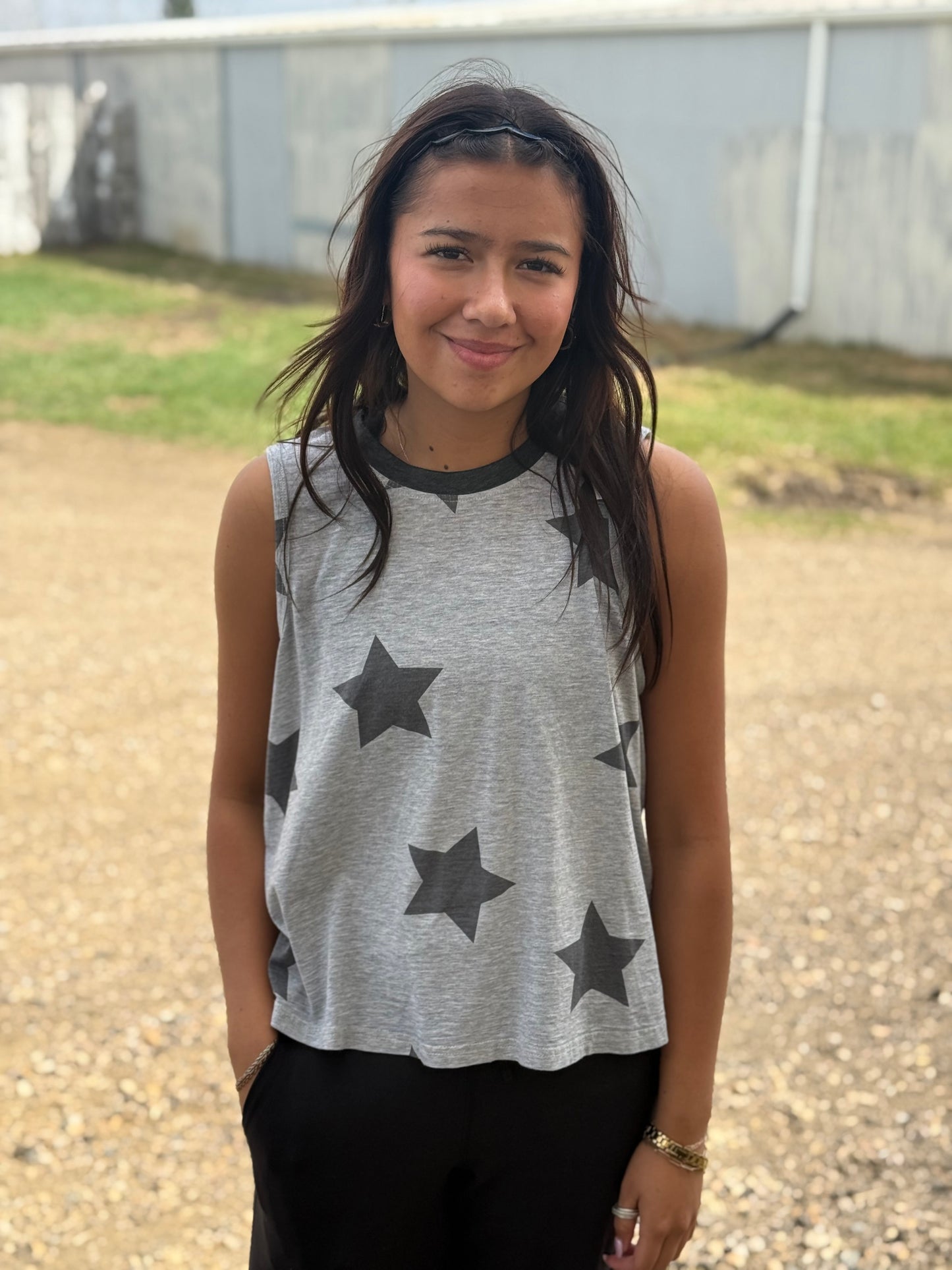Ariat - Women’s Stars and Strips Tank - Heather Grey