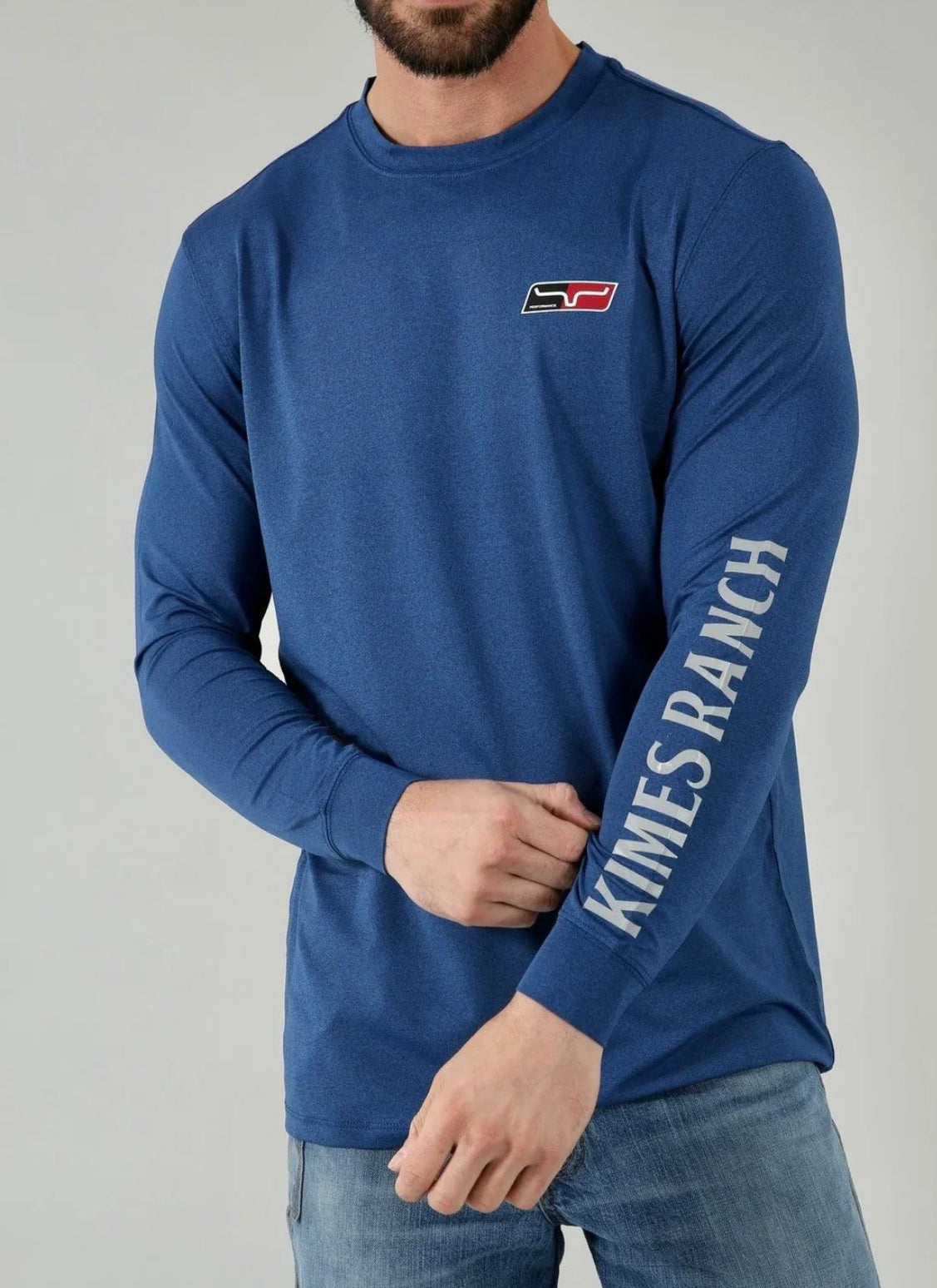 Kimes Ranch Men’s K1 Long Sleeve Tech Tee - Navy Heather