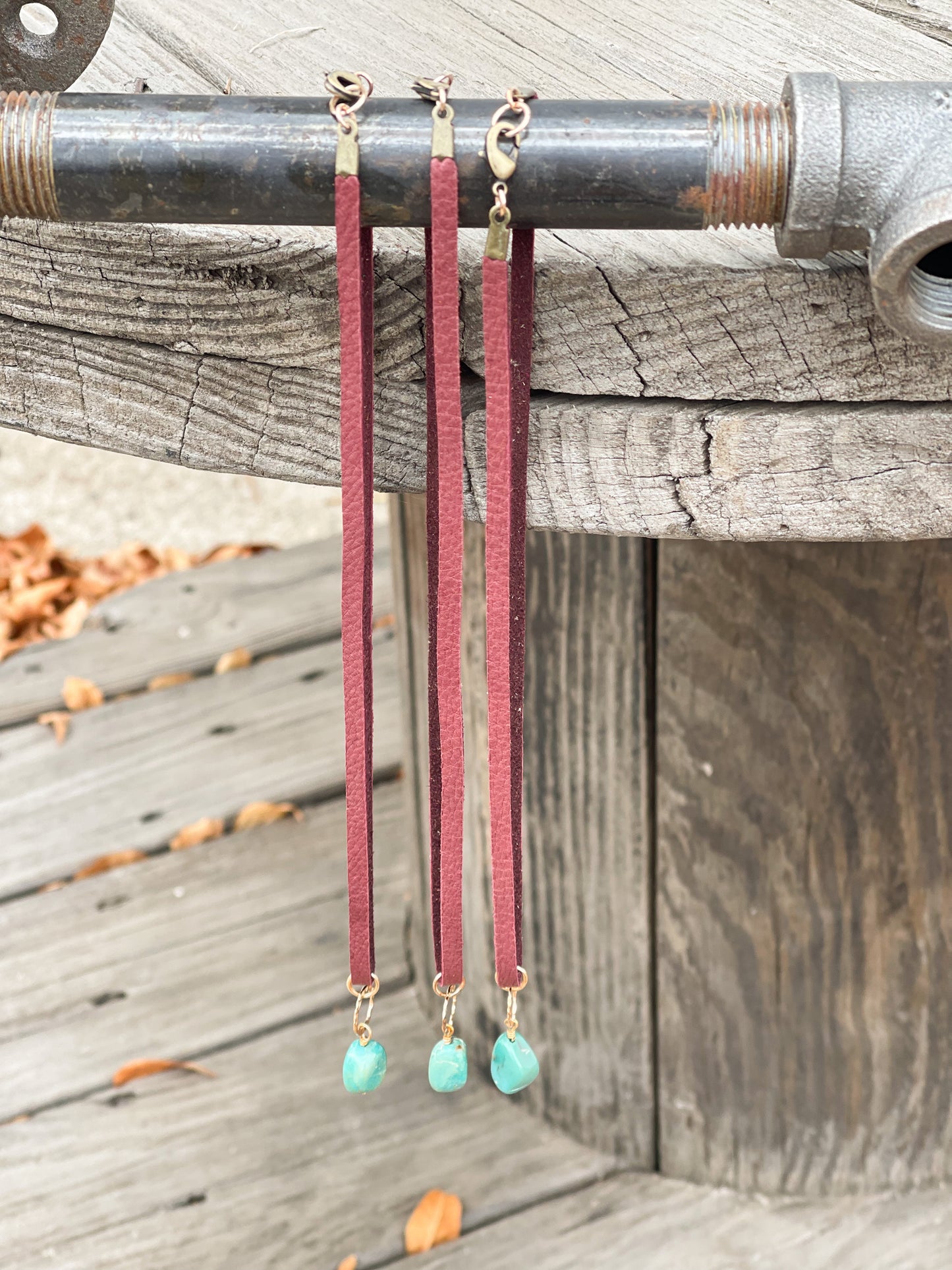 The Leather with Turquoise Drop Necklace