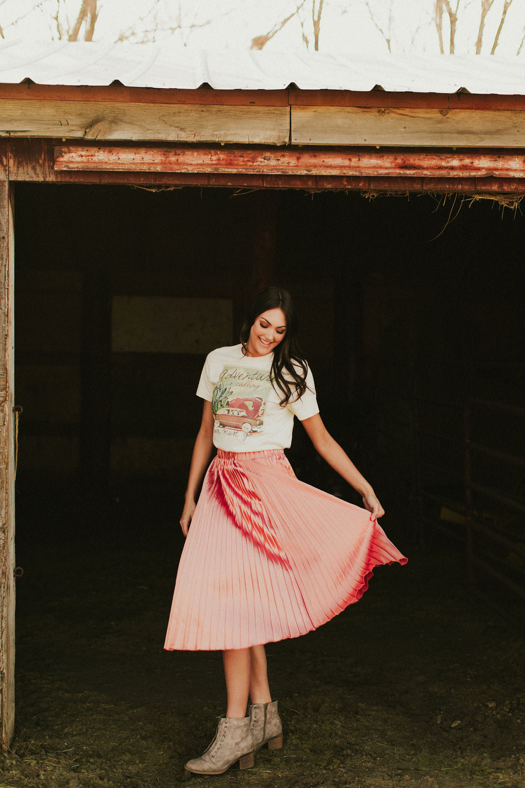 The Rose Gold Pleated Skirt
