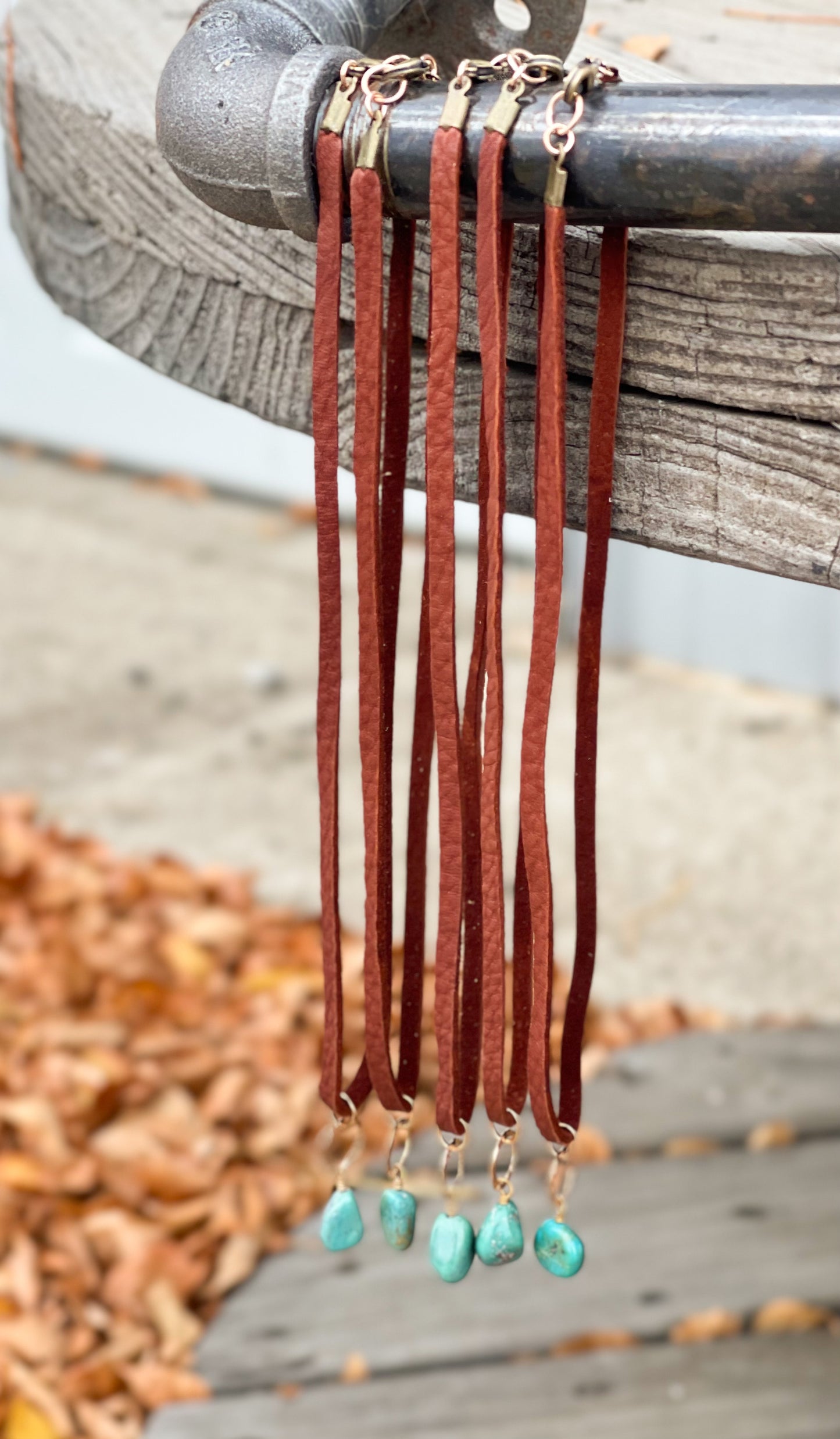 The Leather with Turquoise Drop Necklace