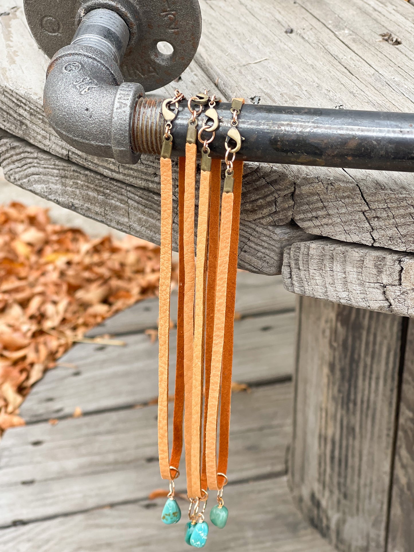 The Leather with Turquoise Drop Necklace