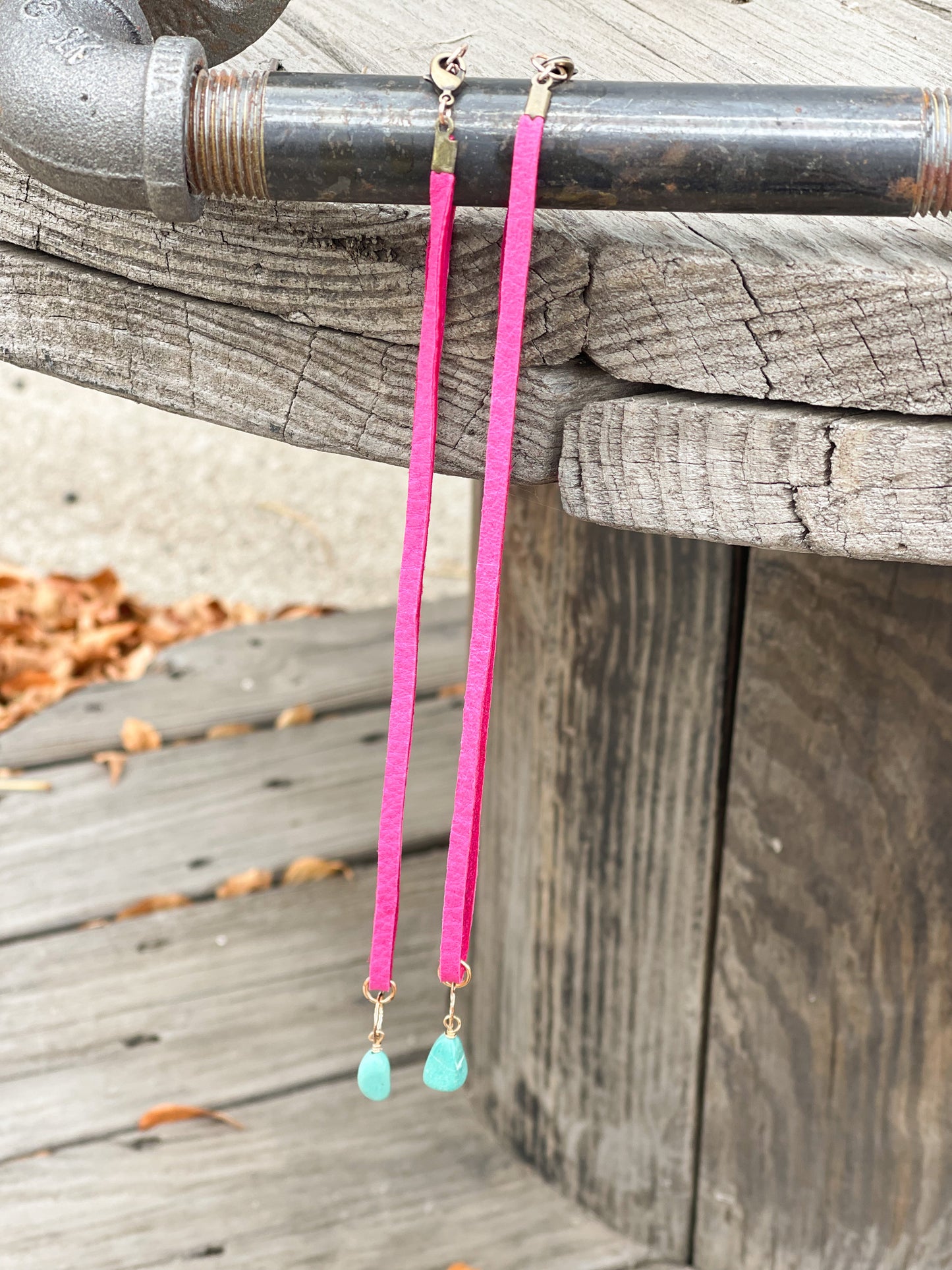 The Leather with Turquoise Drop Necklace