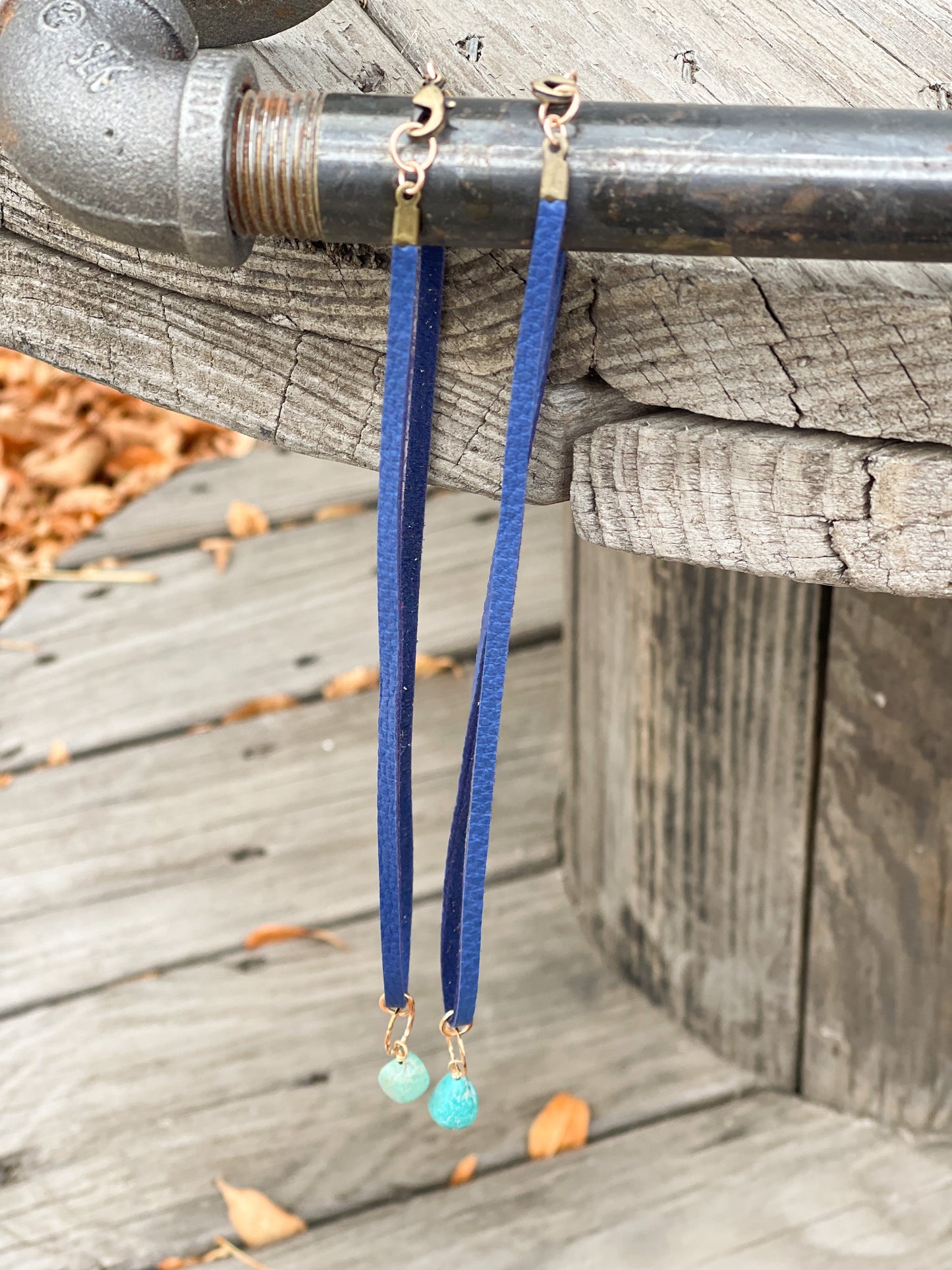 The Leather with Turquoise Drop Necklace