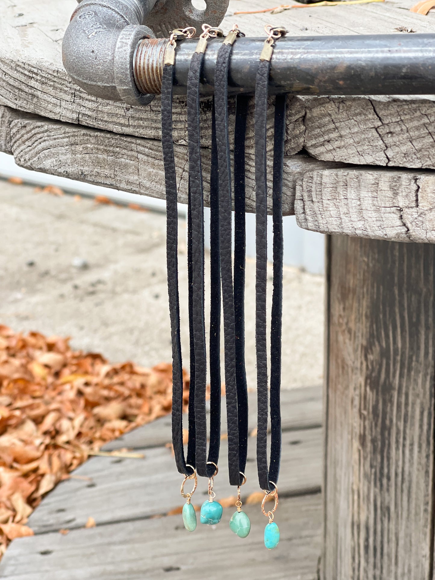 The Leather with Turquoise Drop Necklace