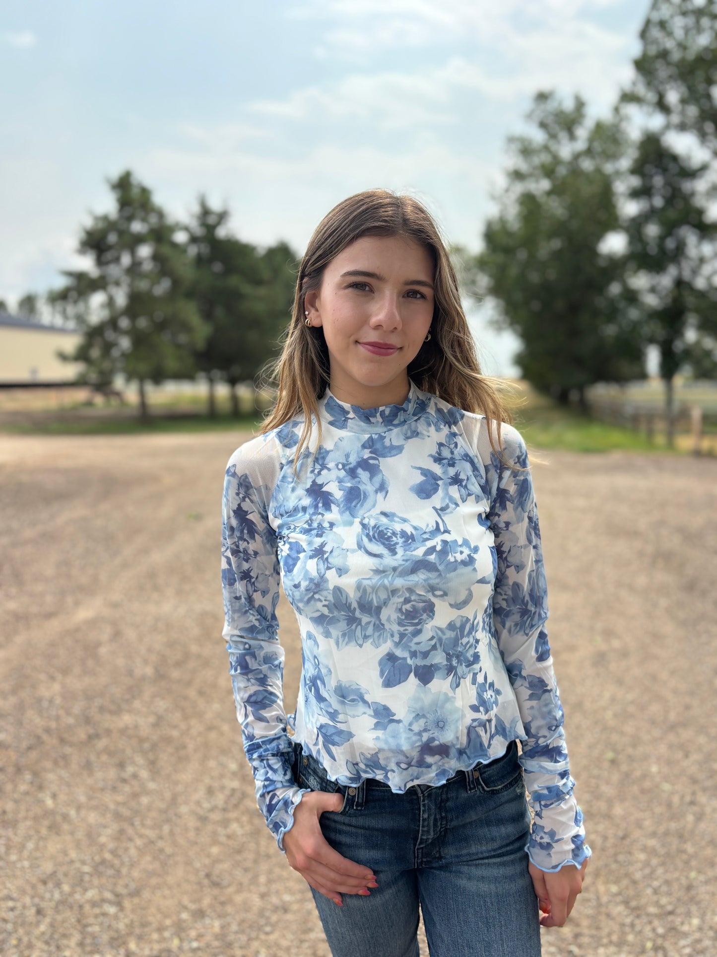 Floral Blue Mesh