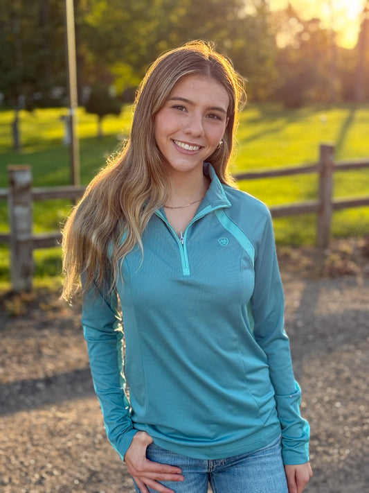 Ariat - Sunstopper 3.0 1/4 Zip Baselayer - Storm Blue