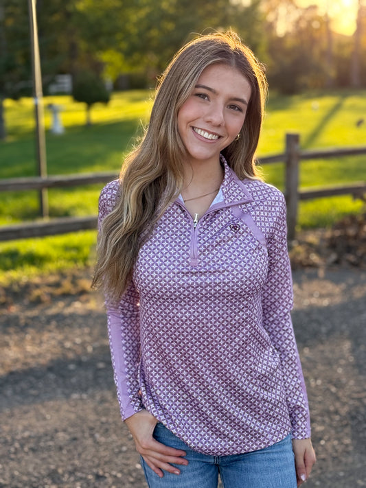 Ariat - Sunstopper 3.0 1/4 Zip Baselayer - Lavender Mist Tile