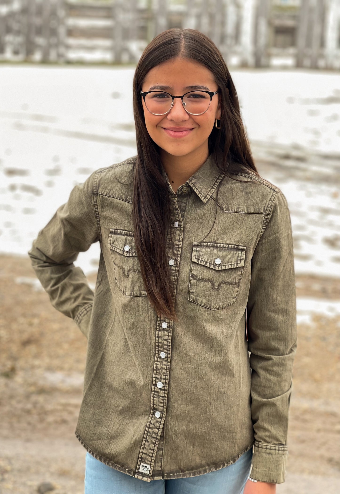 Kimes Ranch - Kaycee Denim Top - Army