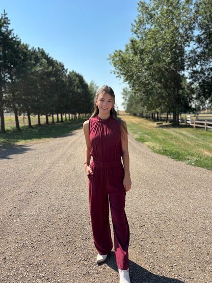 The Paige Jumpsuit - Wine