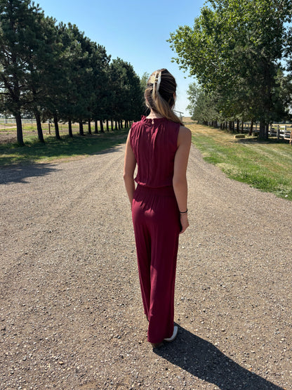 The Paige Jumpsuit - Wine