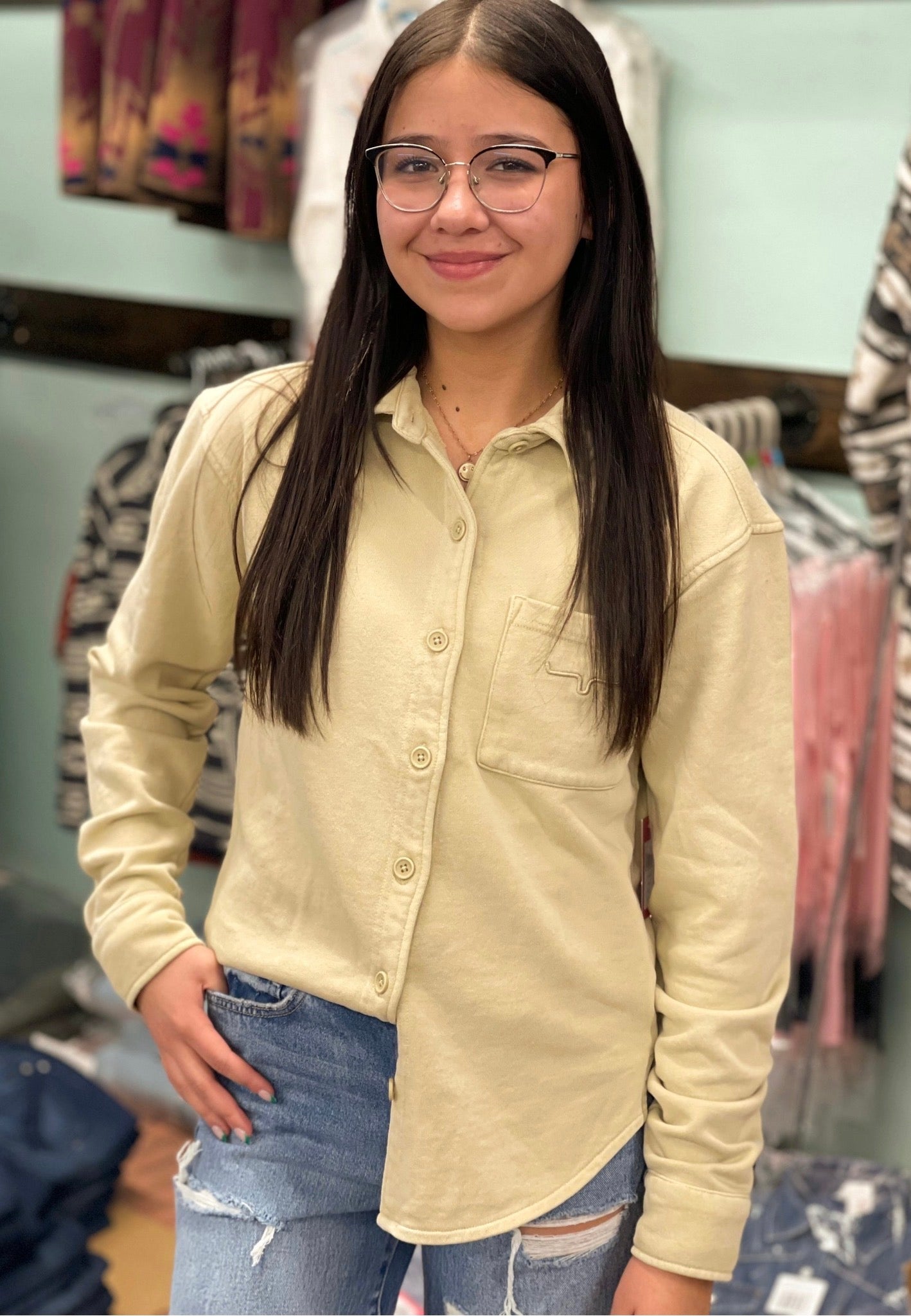 Kimes Ranch Women’s Throw Shirt - Khaki
