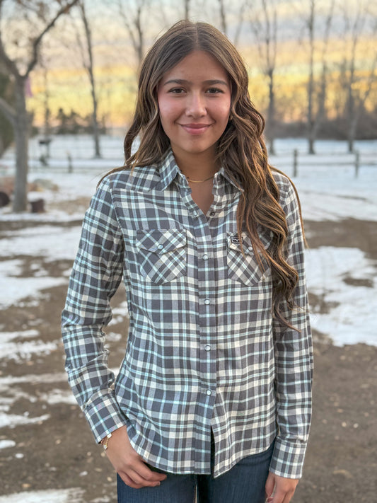 Kimes Ranch San Mateo Flannel Top - Pewter