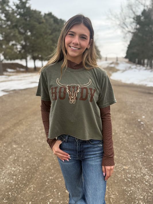MHF 1 The Howdy Longhorn Tee - Olive