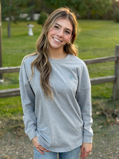 Ariat - Fun Farm Oversized Tshirt - Heather Grey