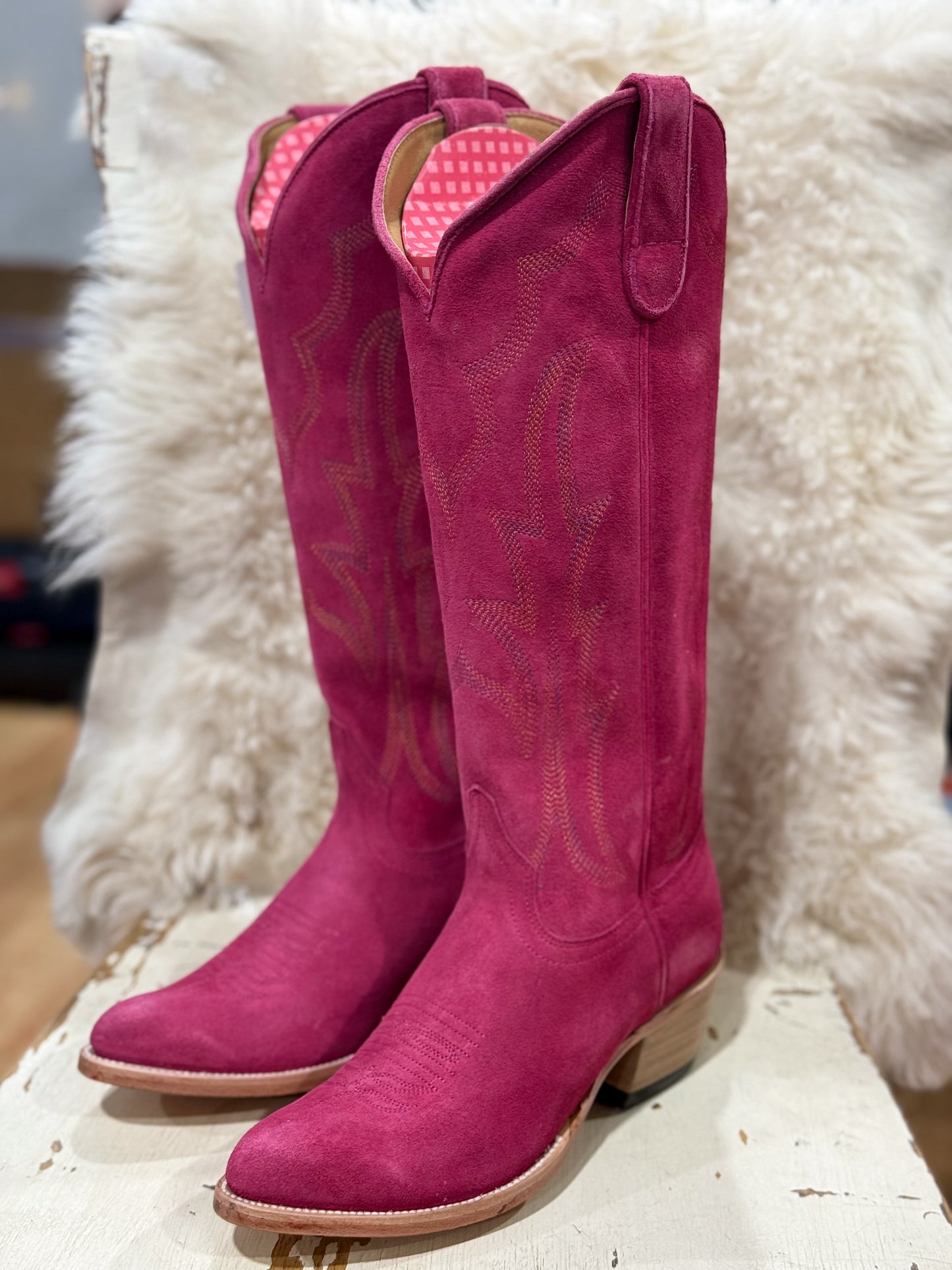 Macie Bean - “If Karlee Were A Girl” Pink Suede Boots