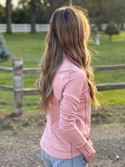 Ariat Women’s Gridwork 1/4 Zip - Misty Rose Heather