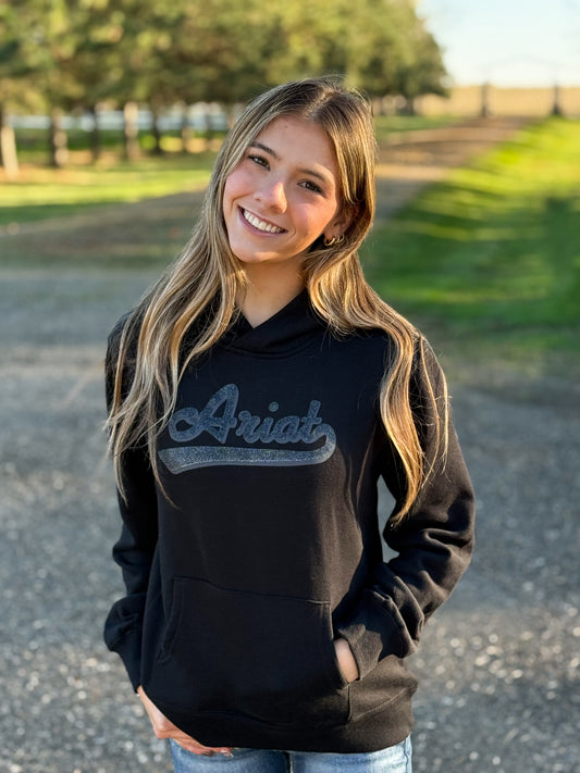 Ariat - Girl’s Real Glitter Hoodie - Black