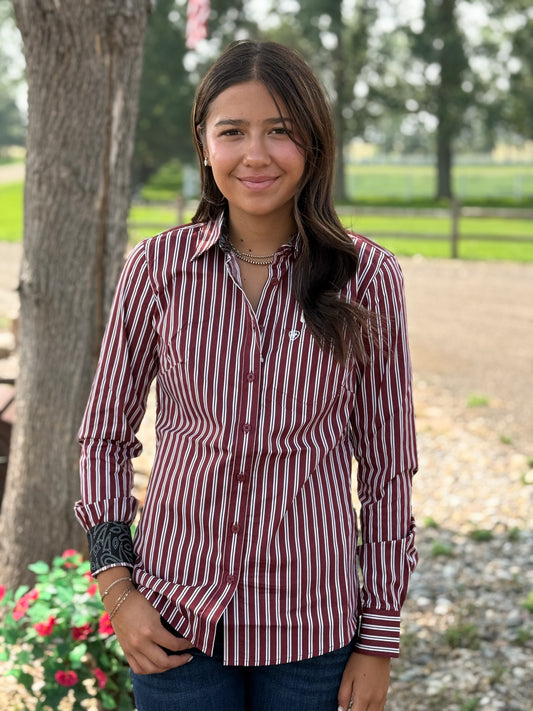 Ariat - Womens WR Kirby Shirt - Cabernet Stripe