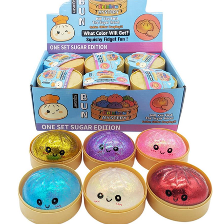 Dumpling Mystery Box Dumpling Squishy Large with steamer box: Glitter