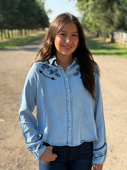 The Diana Floral Stitch Button Up