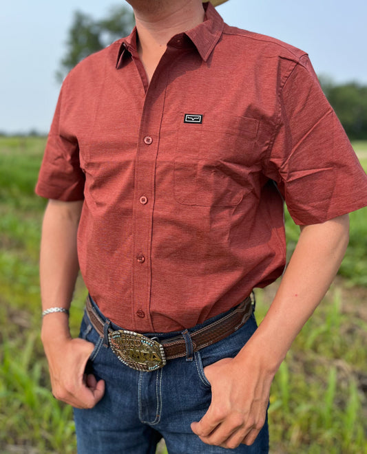 Kimes Ranch - Men’s Linville Shirt - Rust (KR Tag Dark Red)