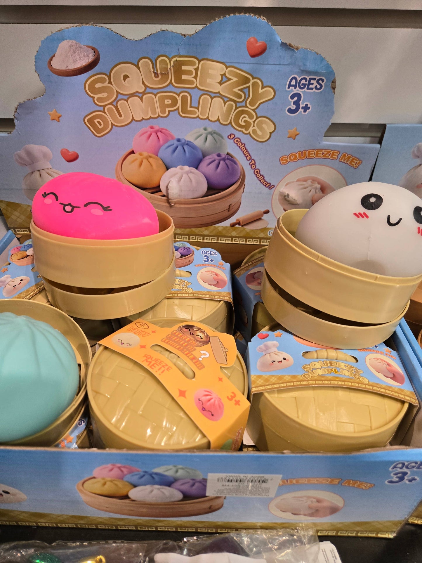 Dumpling Mystery Box Dumpling Squishy Large with steamer box: Glitter