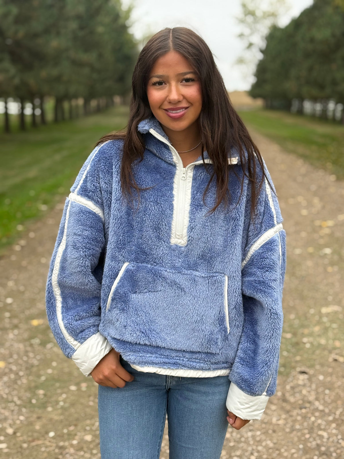 Blue Sherpa Quarter Zip