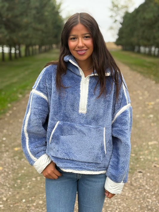 Blue Sherpa Quarter Zip