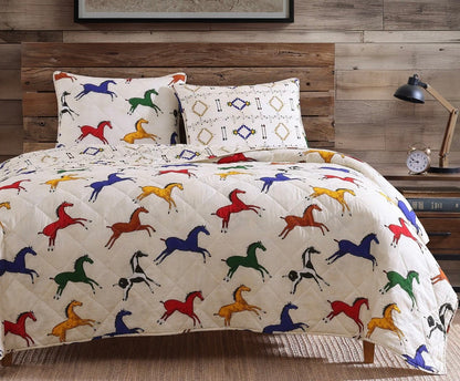 Wild Horses Reversible Quilt Set - Full/Queen