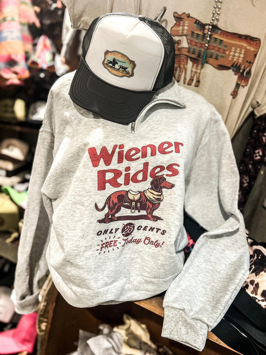 Wiener Rides 3/4 Zip Crewneck