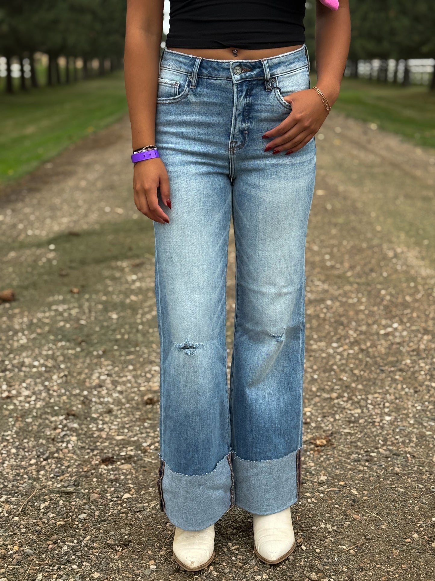 The Jen Cuffed High Rise Flare
