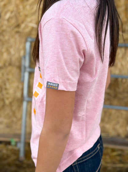 Ariat - Womens Rebar V-Neck Tee - Powder Pink Heather