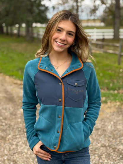 Kimes Ranch - Selma Fleece Snap Jacket - Mid Blue