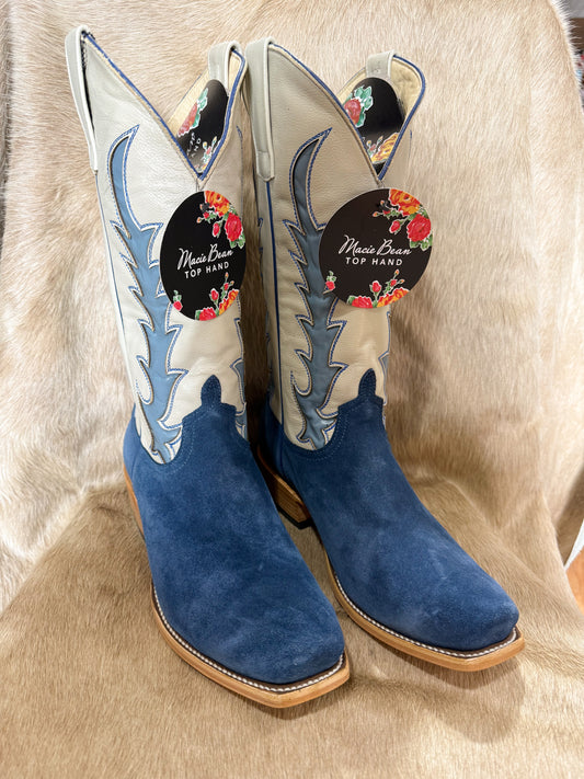 Macie Bean - Blue Suede Boots - Top Hand