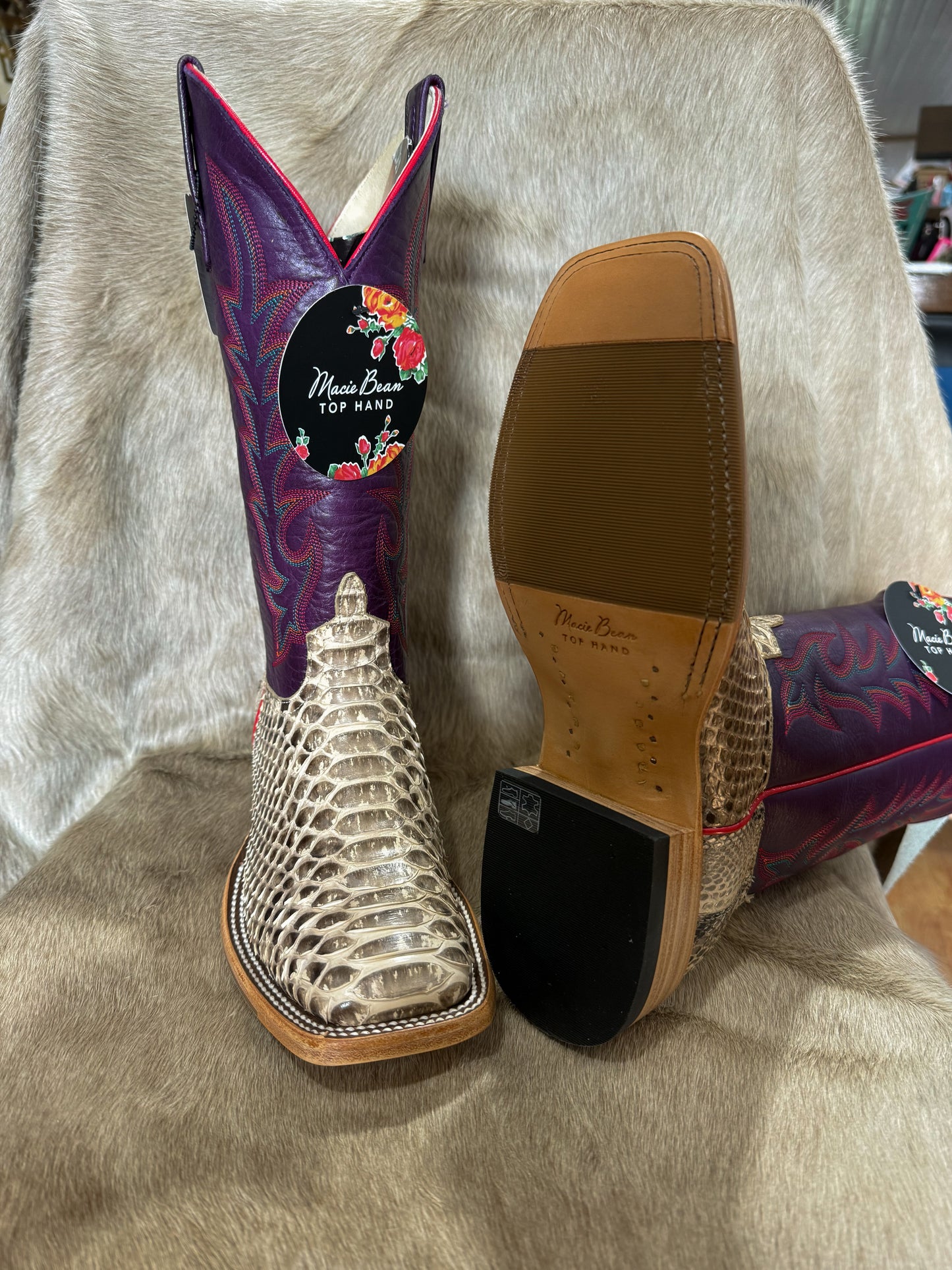 Macie Bean - Mink Python Back Cut Boot - Top Hand