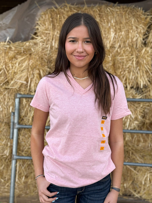 Ariat - Womens Rebar V-Neck Tee - Powder Pink Heather