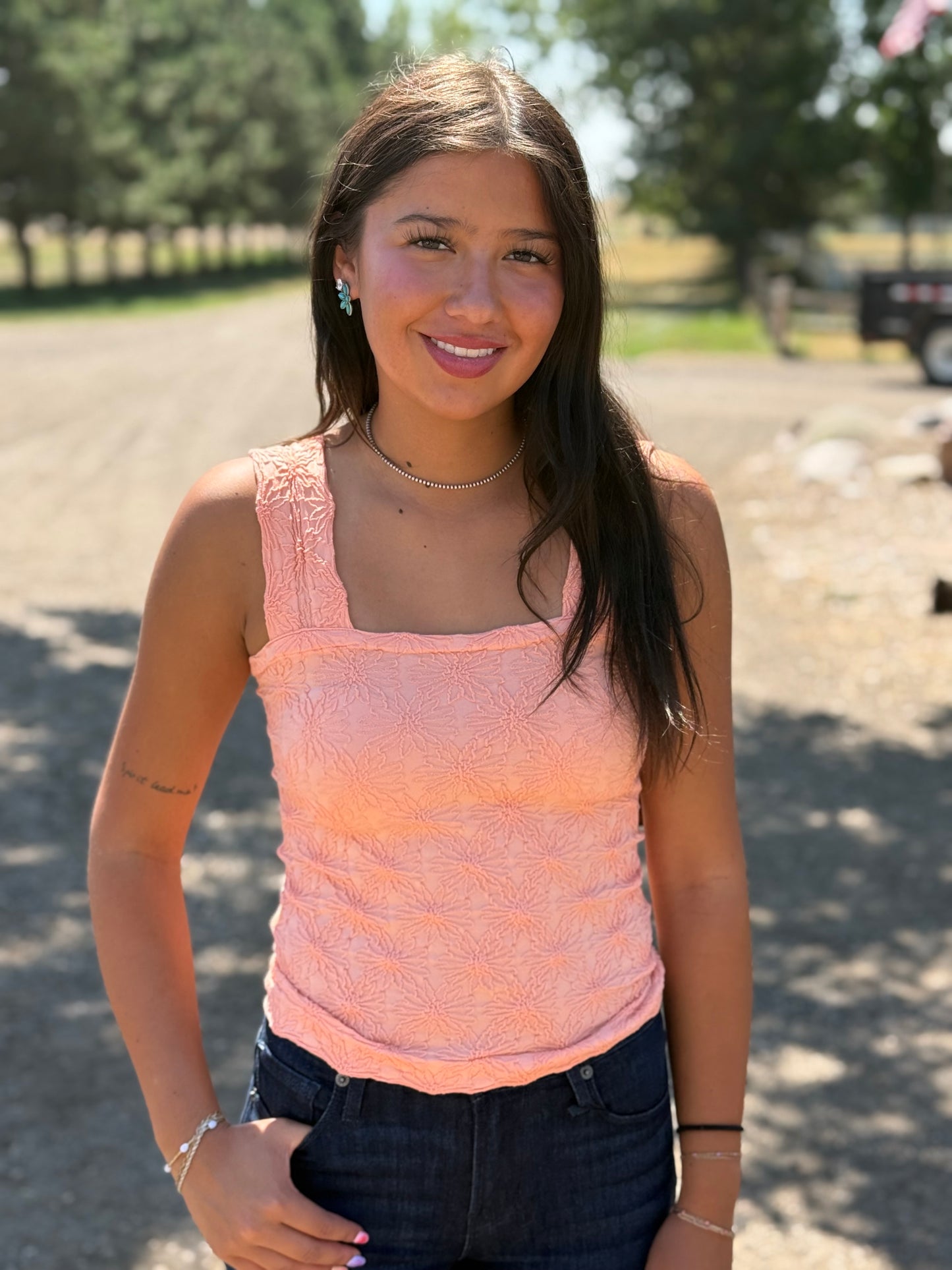The Floral Tank - Coral