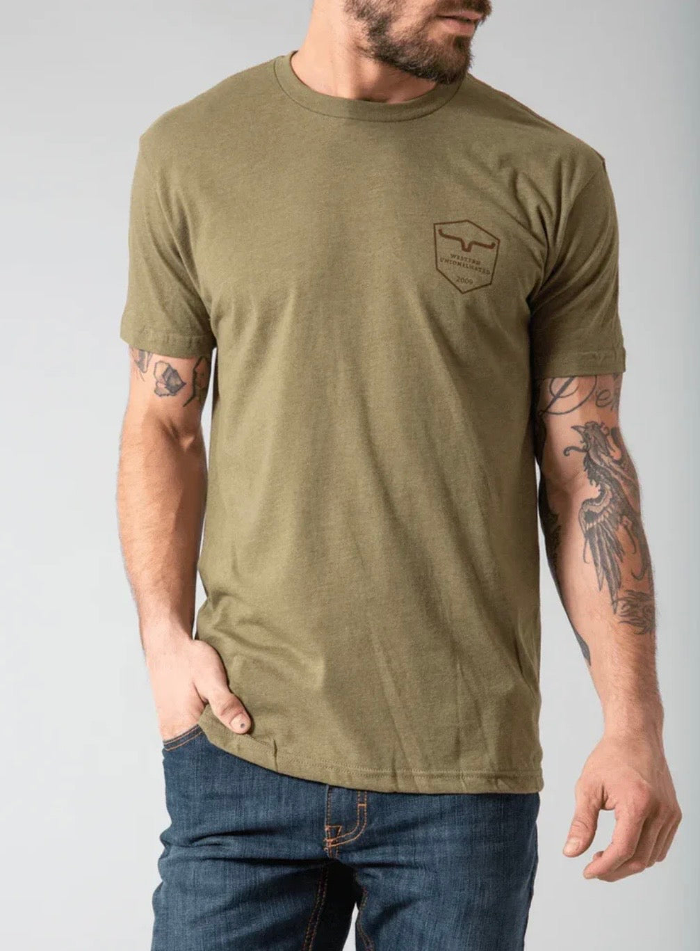 Kimes Ranch Men’s Shielded Trucker Tee - Military Green