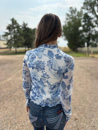 Floral Blue Mesh