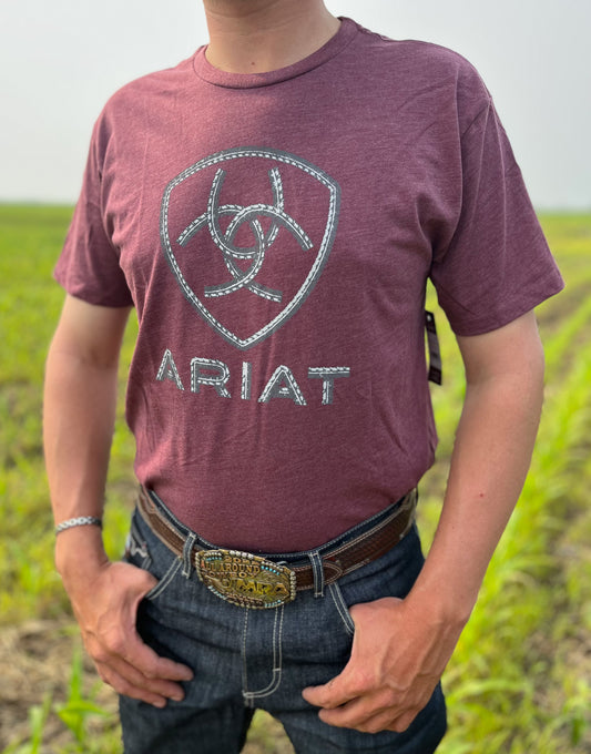 Ariat - Men’s Steel Bar Logo - Burgundy Heather