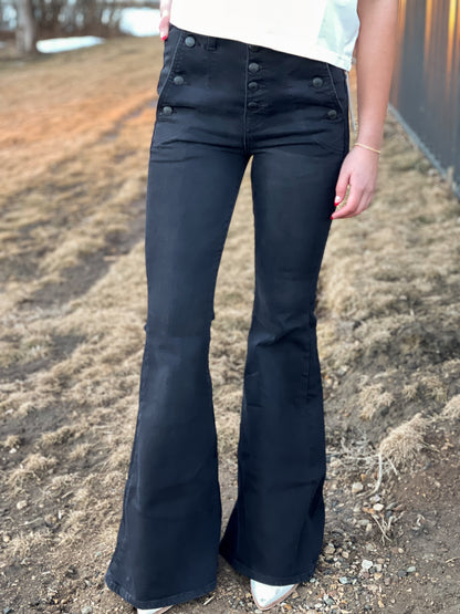 7 For All Mankind - Portia Mega Flare Black